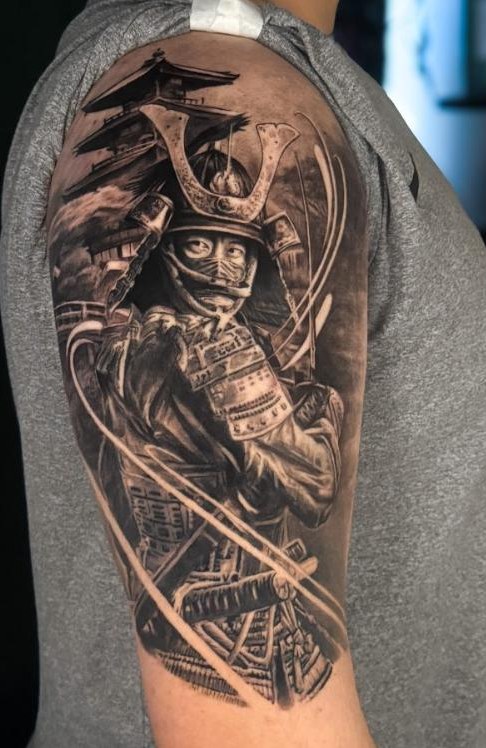 Samurai with a pagoda, upper arm